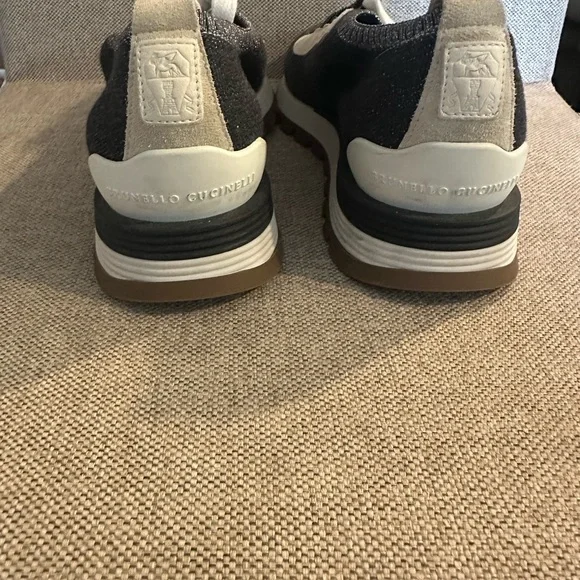 Brunello Cucinelli Charcoal and Beige Women's Sneakers - Picture 4 of 5